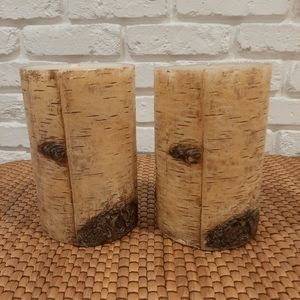 Two wood look candles (tall)